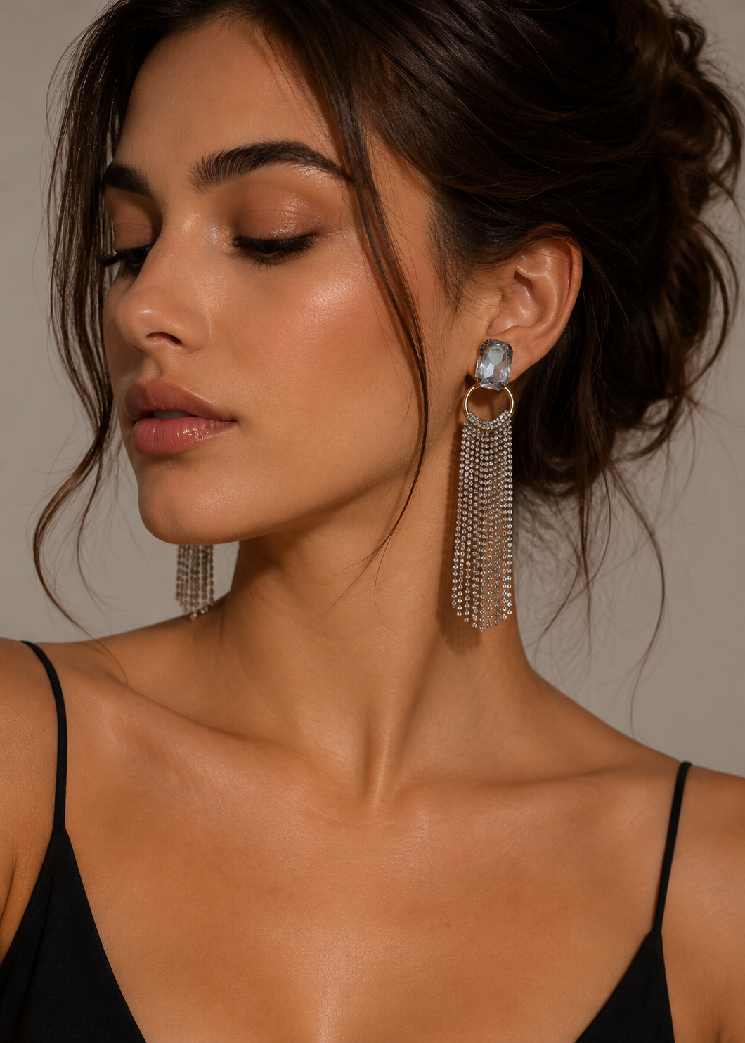 Crystal Cascade Tassel Earrings