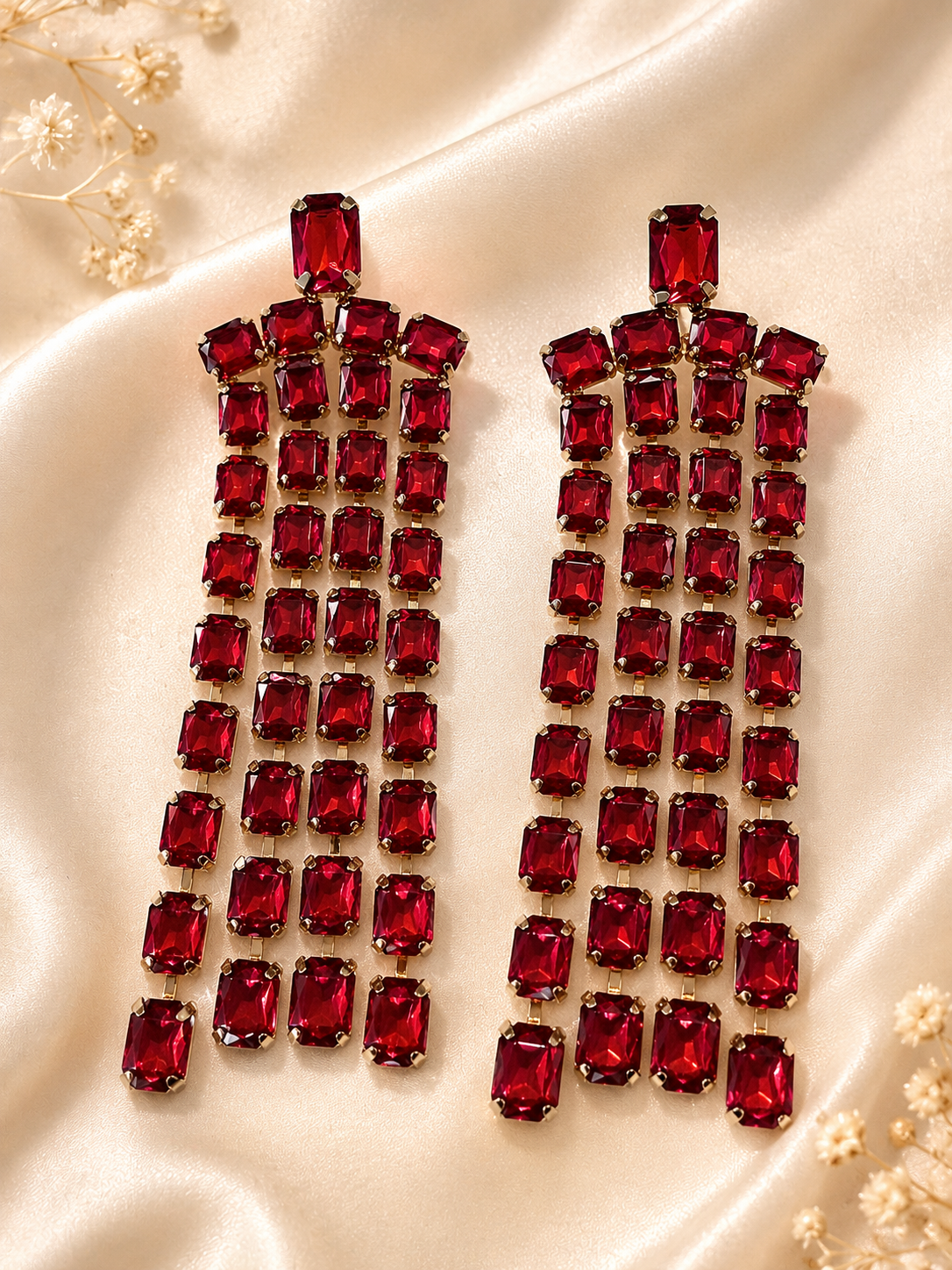 Ruby Radiance Crystal Statement Earrings