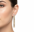 Champagne Crystal Geometric Drop Earrings – Elegant Statement Jewellery