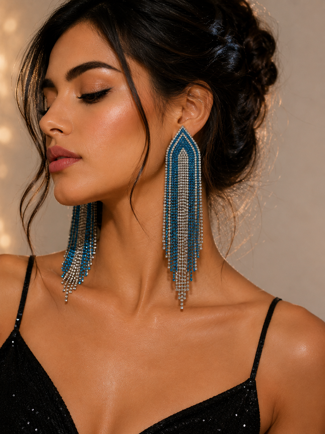 Ocean Glow Crystal Chandelier Earrings