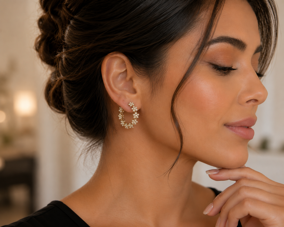 Golden Blossom Hoop Earrings