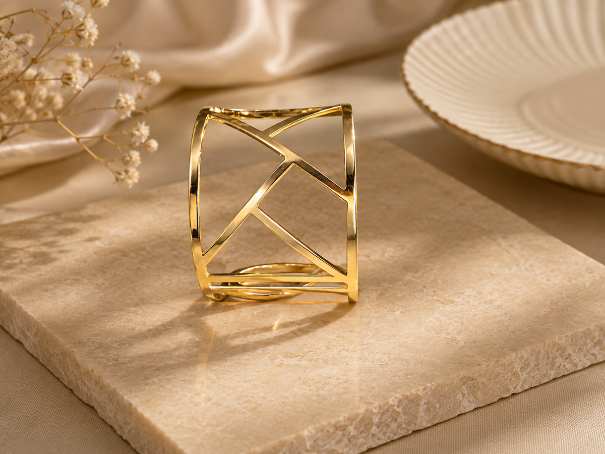 Geometric Luxe Gold Cuff Bangle