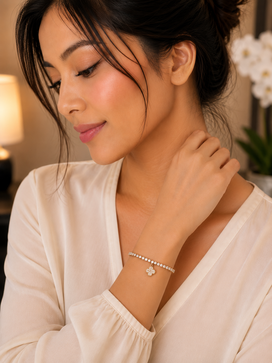 Petite Clover Charm Tennis Bracelet