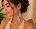 Silver Mist Feather Drop Earrings