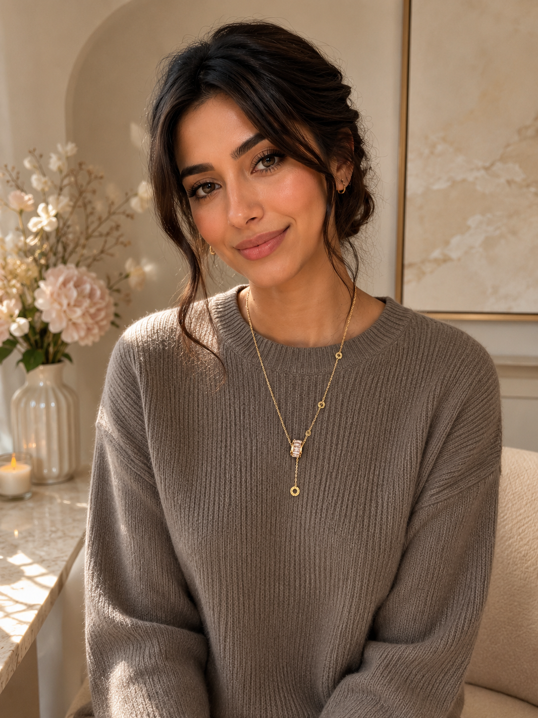 Golden Halo Crystal Drop Necklace | Stainless Steel • Nickel Free • Lead Free
