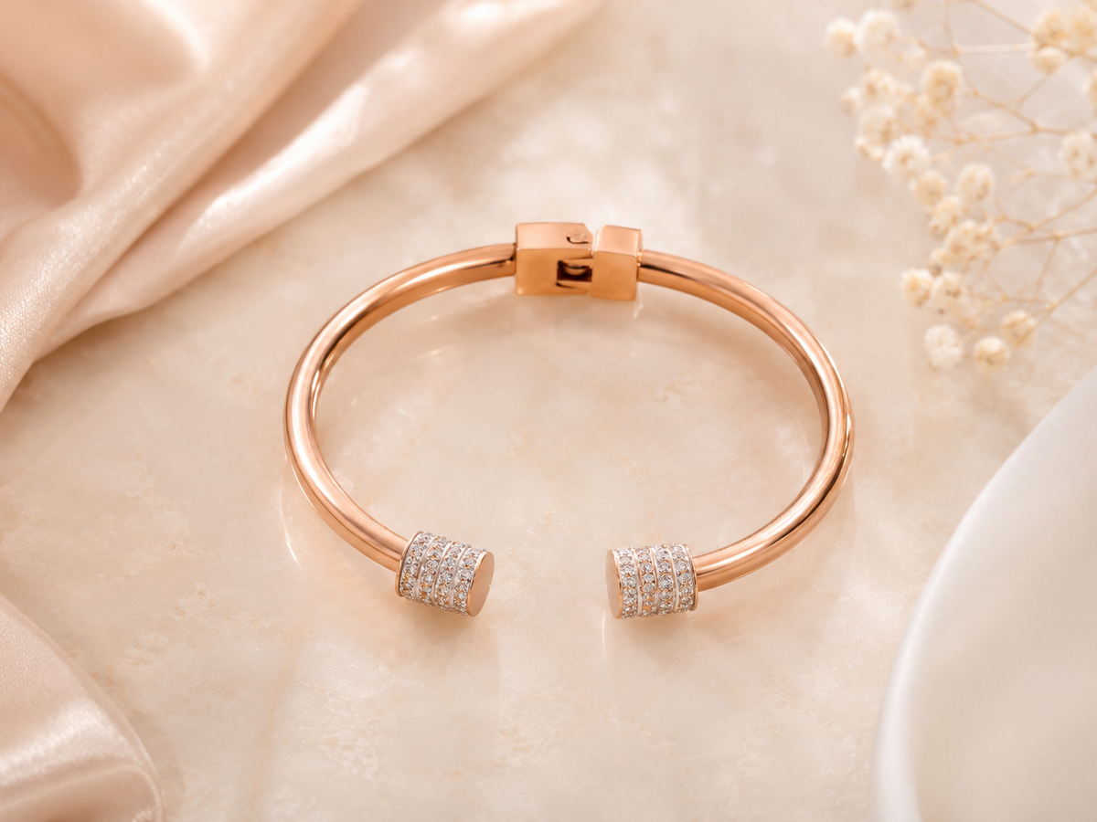 Rose Gold Sparkle Cuff Bangle
