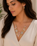 Mixed-Tone Spiral Rose Necklace & Earring Set