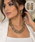 Rainbow Luxe Statement Necklace & Earrings Set