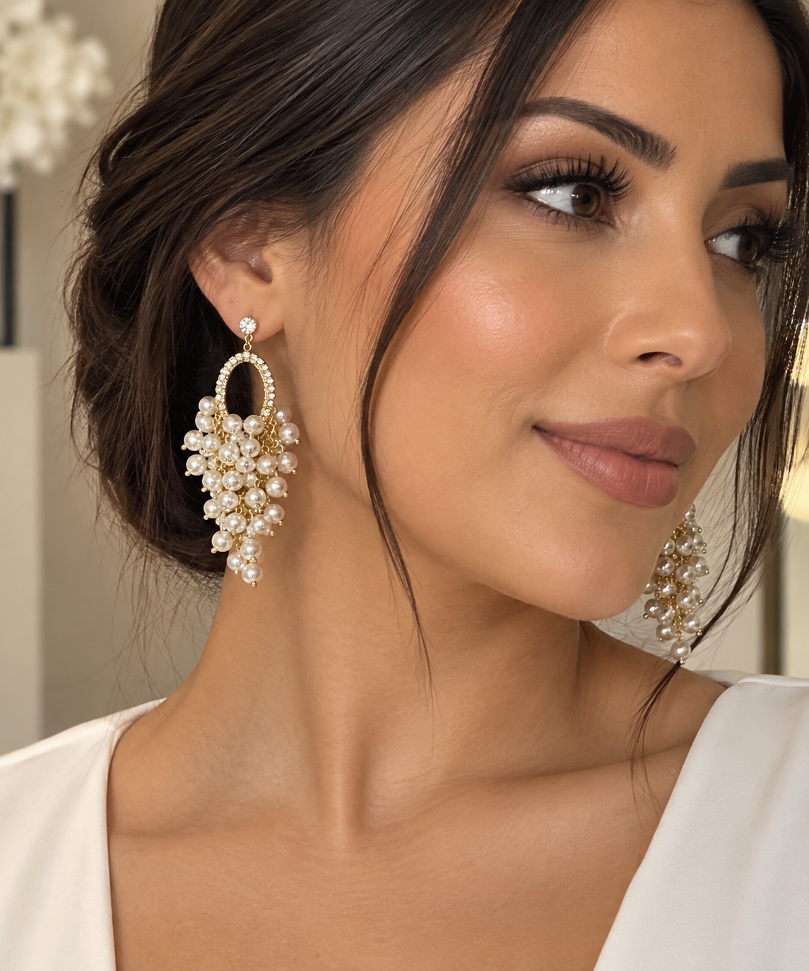 Pearl Cascade Statement Earrings