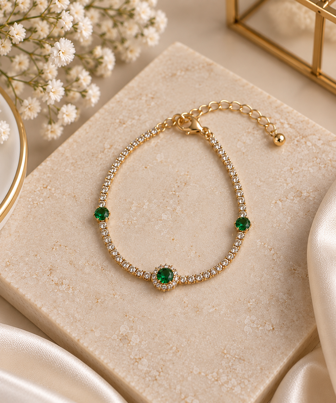 Emerald Glow Crystal Bracelet